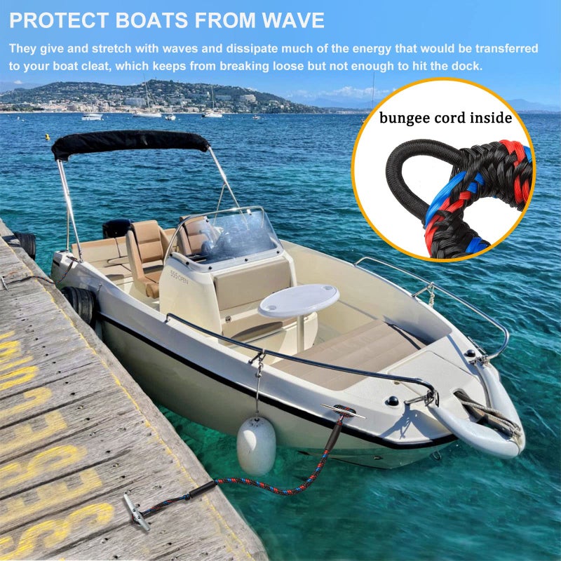 Botepon Boat Bungee Dock Lines, Mooring Lines, Boating Gifts for Men, Boat Accessories, Pontoon Accessories, Perfect for Bass Boat, Jet Ski (6 feet) - Image 5